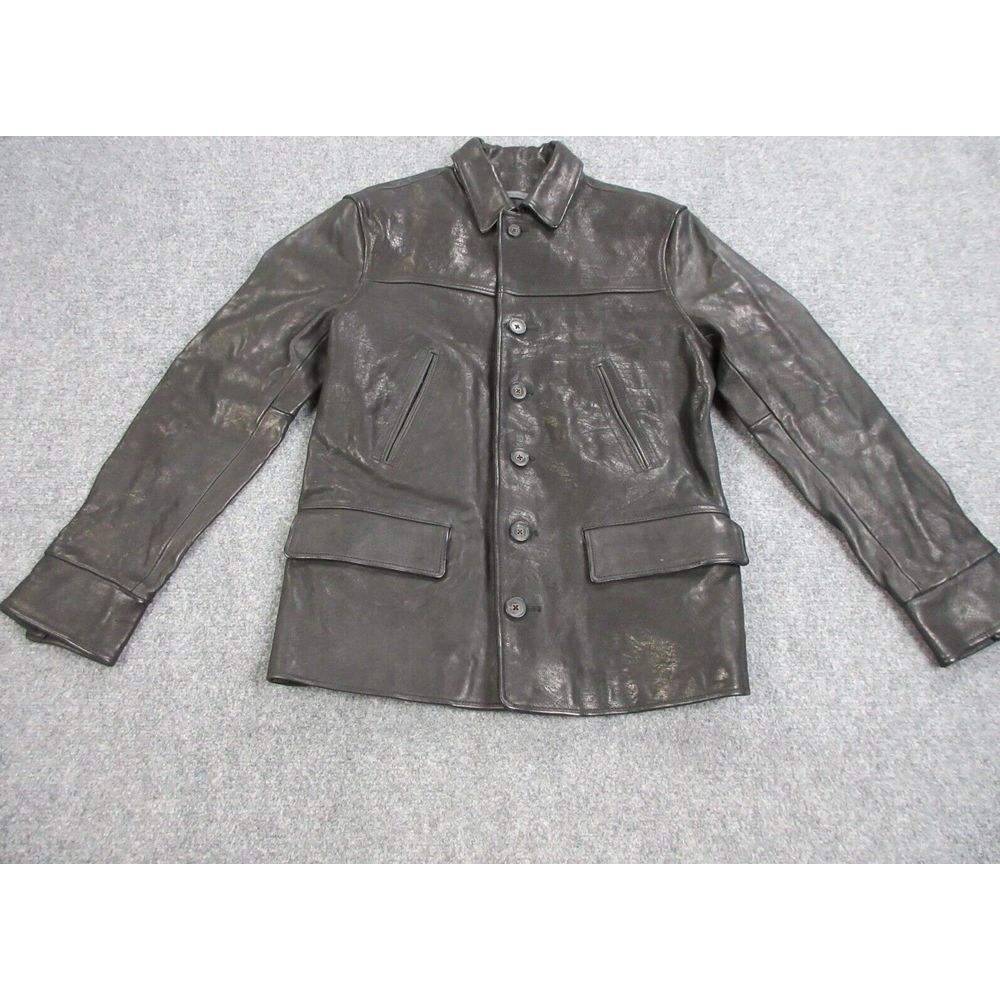 John Varvatos Collection Jacket Mens Adult 48 Black Leather Button Front Coat